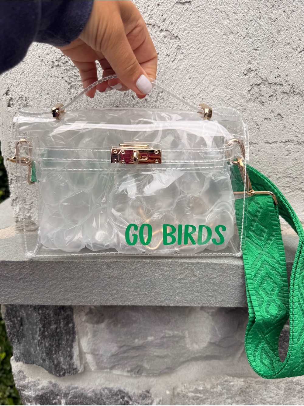 Stadium Clear 'Go Birds' Crossbody Bag with Green Strap - Eagles